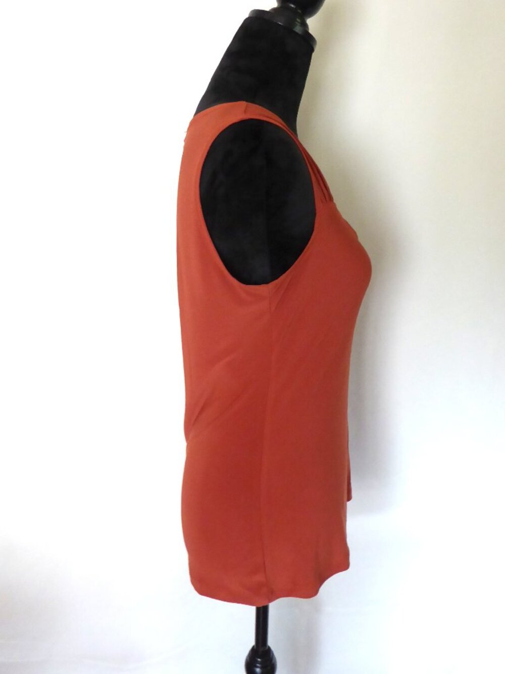 WOMENS VINTAGE SUZIE BRAND STRETCH RUST BURNT ORANGE SLEEVELESS SHIRT TOP LARGE - Picture 4 of 9